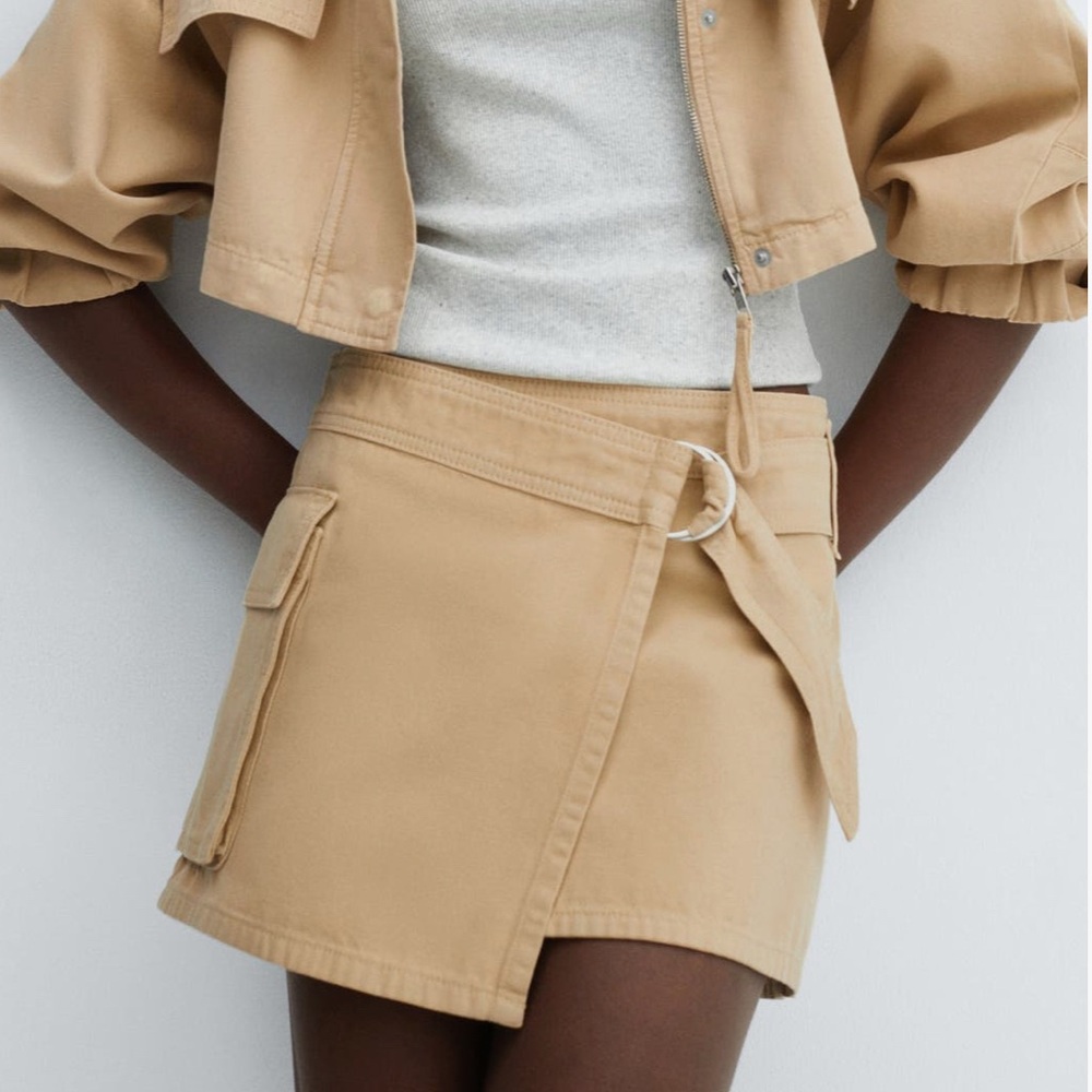 NWT Mango khaki denim skirt skort